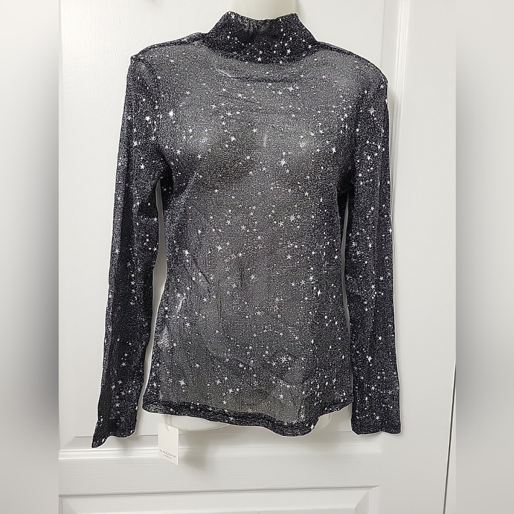 Mango Black Starry Blouse